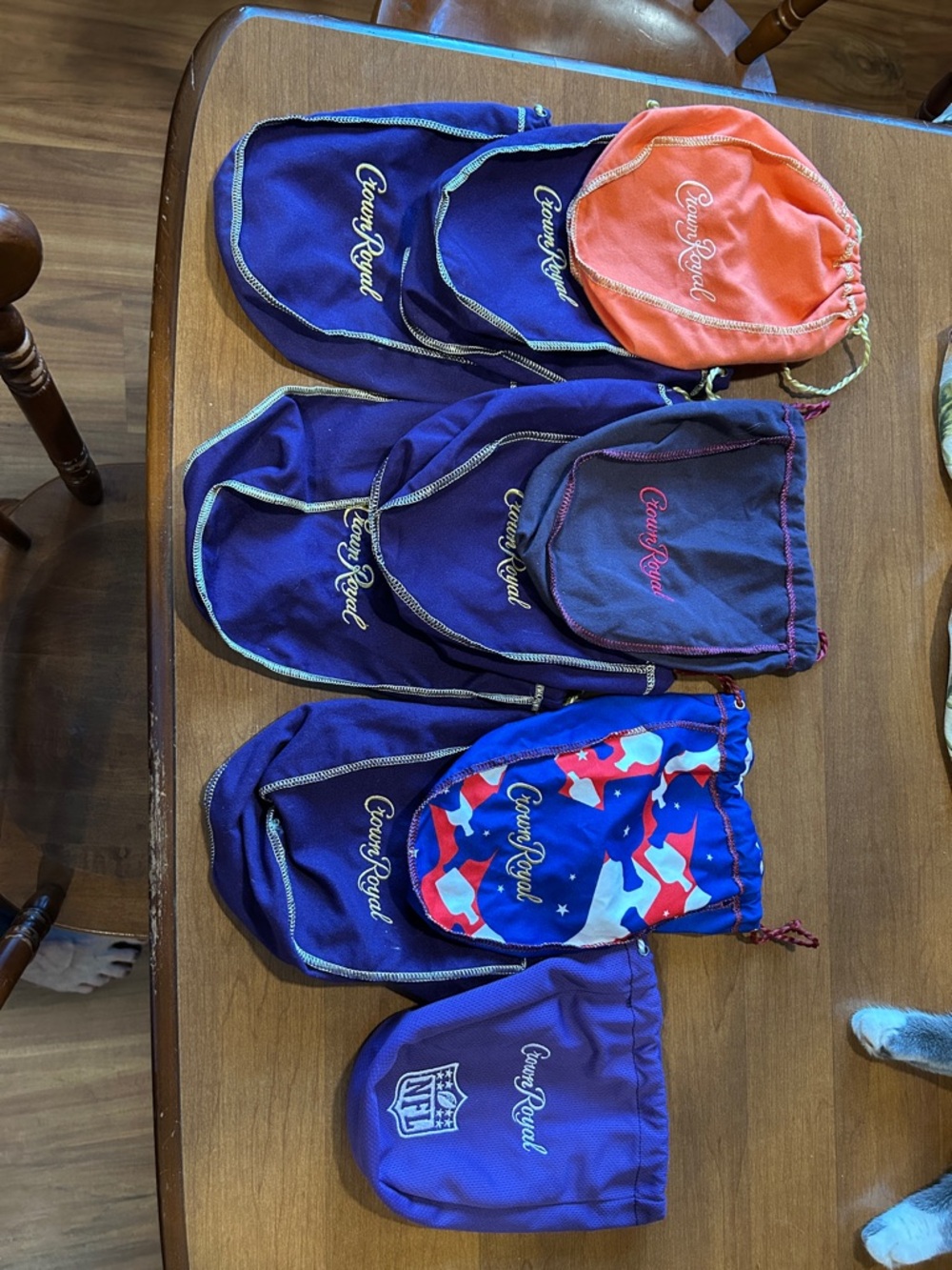 Nine (9) Crown Royal bags